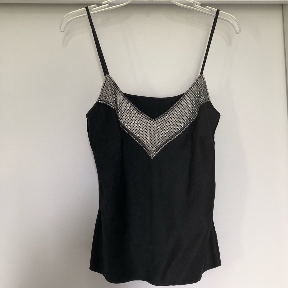 Dex silk camisole with silver chain link mesh